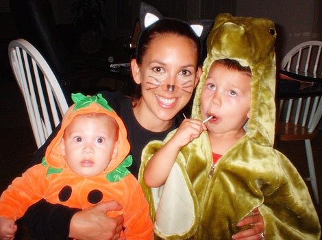 Jamie and children on halloween