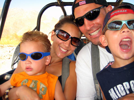 the family on a dune buggy ride in Palm Springs