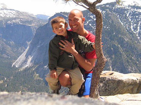 Eric and son hiking in Yosemite National Park