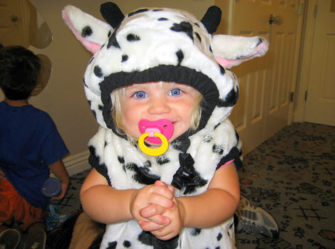 cute baby in cow costume