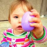 baby finds easter egg