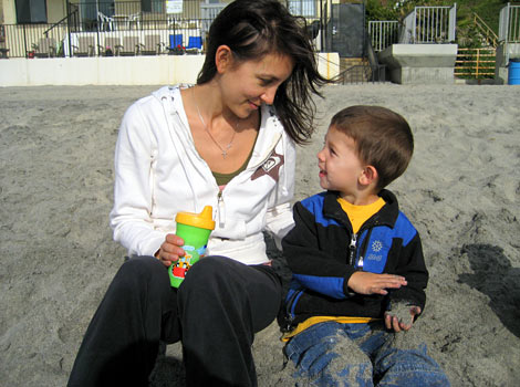 Jamie and our oldest son at the beach