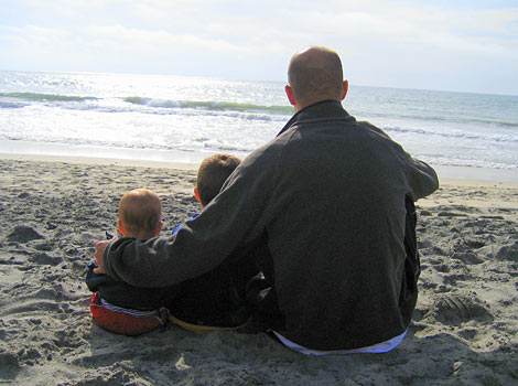 Eric and sons looking at the water