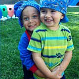 two boys playing outside